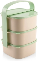 Fiambrera de comida de plástico de 3 niveles 3 × 1,15 l con asa