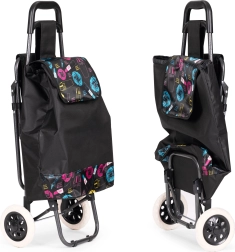 Carrito de la compra 30 l con asiento plegable y ruedas grandes MODERNHOME