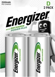 Baterías recargables D ENERGIZER Power Plus 2500 mAh, 2 uds., precargadas