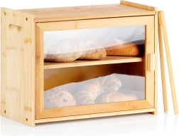 Panera de bambú de dos niveles con pinzas 40 × 20 × 31 cm
