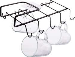 Soporte metálico para tazas bajo estante, negro