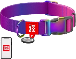 Collar de nailon para perros con código QR WAUDOG, 15 mm, 25–35 cm, morado
