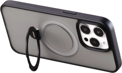 Funda protectora magnética con soporte para iPhone 15 – negro grafito