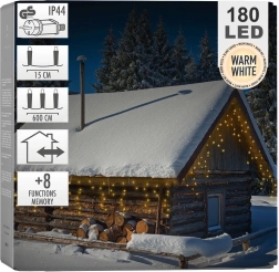 Cortina de luces colgante para exterior, 180 LED, 5,85 m – blanco cálido