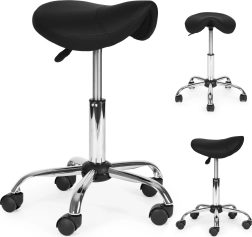Taburete ergonómico giratorio con asiento tipo silla de montar, negro MODERNHOME