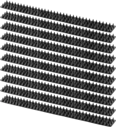 Púas de plástico antipájaros, negras, 50 × 4,3 cm, set de 10 uds
