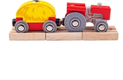 Bigjigs Rail tractor rojo con vagón plataforma