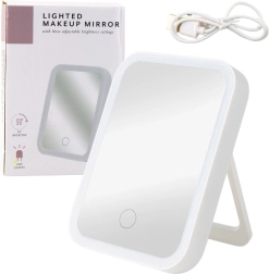 Espejo cosmético LED retroiluminado con control táctil, 3 modos de luz, inclinación 90°, blanco