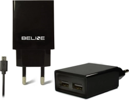 Cargador de red BELINE 2× USB con cable microUSB 2 A, negro