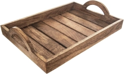 Bandeja de servir de madera de mango 35,5 × 25,5 cm