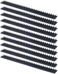 Púas de plástico antiaves, negras, 50 × 4,5 cm, 10 uds