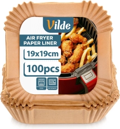 Forros de papel para freidora de aire 19 × 19 cm, 100 uds.
