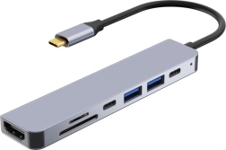 Estación de acoplamiento hub USB-C con HDMI 4K y lector de tarjetas