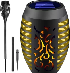 Luz solar de jardín tipo antorcha con efecto de llama LED