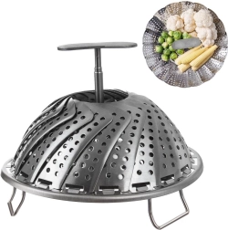 Cesta plegable de acero inoxidable para cocinar al vapor 14–23 cm