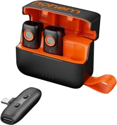 Sistema de micrófono inalámbrico HOHEM con estuche de carga (2 transmisores + 1 receptor)