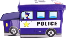 Caja de almacenamiento para juguetes con taburete – coche de policía