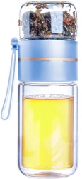 Botella de viaje de vidrio para té Toro de doble vidrio de borosilicato 165 + 90 ml