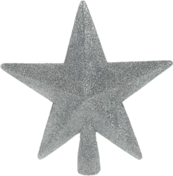 Estrella plateada irrompible para la punta del árbol de Navidad 19 cm