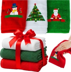 Toallas navideñas de algodón Ruhhy, set de 3 uds con bordado 30 × 40 cm