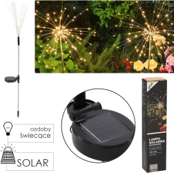 Lámpara solar de jardín Diente de león, 150 LED, luz blanca cálida, 90 cm