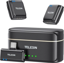 Micrófono de solapa inalámbrico Telesin con receptor USB‑C y powerbank