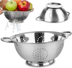 Colador de cocina de acero inoxidable de 28 cm con base