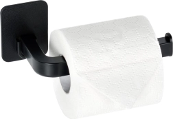 Soporte negro para papel higiénico con adhesivo 3M 16,5 cm