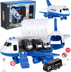Avión de transporte policial interactivo con coches, luces y sonidos