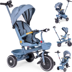 Triciclo infantil 2 en 1 con asiento giratorio y capota plegable, azul ECOTOYS