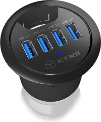 Hub USB de sobremesa ICY BOX para pasacables de 60 mm, 4× USB 3.0