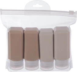 Botellas de viaje de silicona para cosmética en estuche, set de 5 uds.