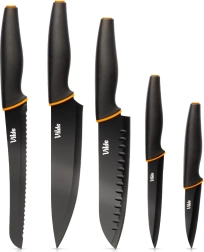 Vilde juego de cuchillos de cocina de acero inoxidable, negro, 5 uds