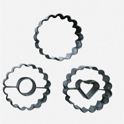 Juego de cortadores de acero inoxidable para galletas – círculo dentado, 3 uds.