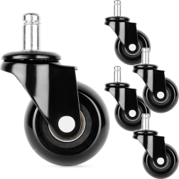 Ruedas de goma para silla de oficina 50 mm, vástago 11 mm, juego de 5 uds