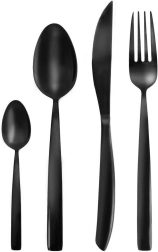 Juego de cubiertos de acero inoxidable negro de lujo para 6 personas, 24 piezas ORION Black Luxury