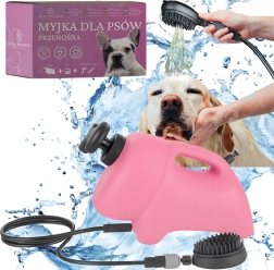 Lavadora portátil para perros y gatos de 8 l con ducha y cabezal de cepillo de masaje