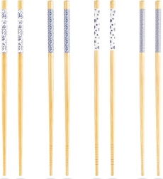 Palillos de bambú para sushi 24 cm, set de 8 uds