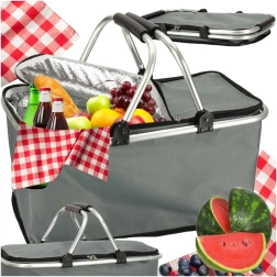 Cesta térmica plegable para picnic gris