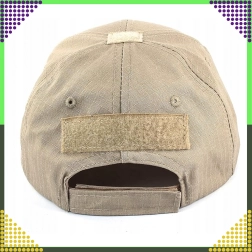 Gorra táctica tipo béisbol con paneles velcro de ripstop, marrón