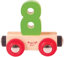 Vagón con el número 8 para vías de tren de madera BIGJIGS RAIL