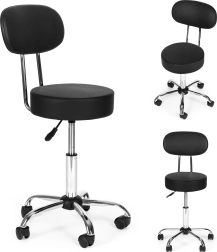 Taburete giratorio con respaldo, regulable en altura, negro MODERNHOME