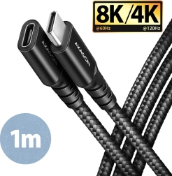 AXAGON cable alargador USB‑C Gen2 1 m, 20 Gbps, PD 240 W, 5 A, trenzado, negro