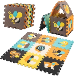 Alfombra educativa de espuma tipo puzzle con animalitos 85 × 85 cm, 9 piezas