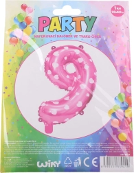 Globo inflable número 9 rosa con corazones