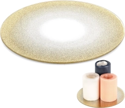 Base decorativa de vidrio con espejo y purpurina dorada para velas 20 cm