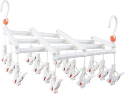 Tendedero plegable para ropa con pinzas, 14 pinzas, blanco