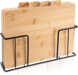 Tablas de cortar de bambú con soporte, 4 uds