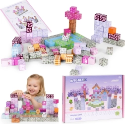 Bloques de construcción magnéticos para niños 140 uds. – rosas