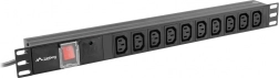 Regleta PDU para rack 19" 1U, 10x IEC C13, entrada C14, 2 m, 10A, negra
